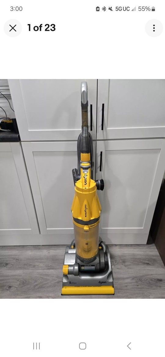 DysonDC07 All Floors Upright Vacuum Yellow Root Cyclone Vacuum with Attachments