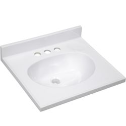 Design House 19-in Solid White Cultured Marble Integral Single Sink Bathroom Vanity Top