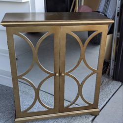 Gold Side Table Entryway Cabinet Intricate Design 