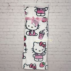 Hello Kitty Strawberry Milkshake Throw Blanket