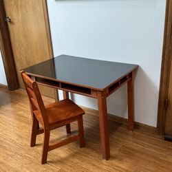 Children’s Wooden Desk and Chair- Includes Some Accessories 