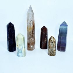 Collection of polished crystal towers