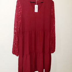 Hotouch Summer Tunic Dress - Burgundy