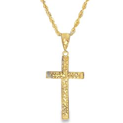 10k Yellow Gold Cross Charm Necklace
