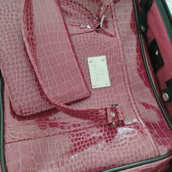 Joy Mangano 5 Piece Luggage Set - Purse - Suitcase - Leather 