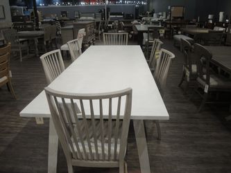 Universal Miller White-Wash Trestle Dining Table