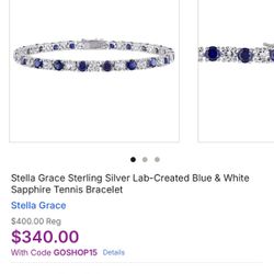 Valentines Gift Sapphire Tennis Bracelet