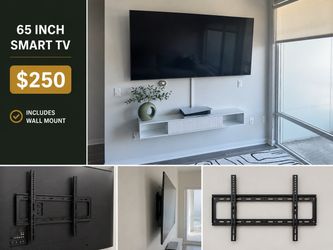 65in flat screen smart TV, included wall mount