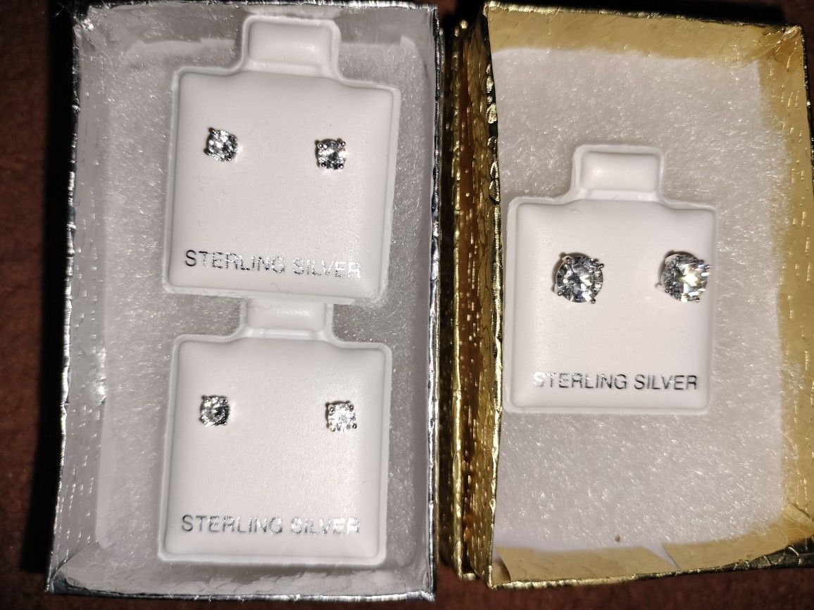 3 Sets Of Diamond Earrings For 1 Low Price!!