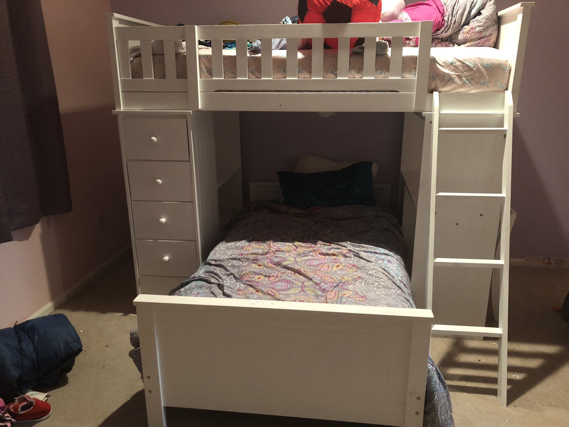 Bunk Bed Loft Set with Storage Drawers and Ladder
