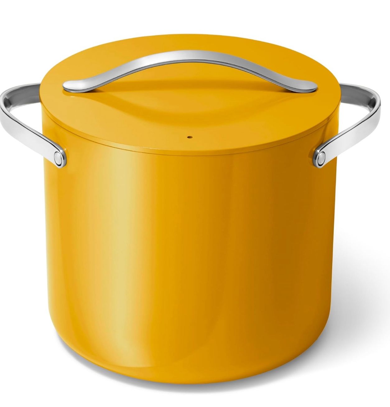 Caraway Stock Pot - 12 Qt Ceramic Coated With Lid - Free From Forever Chemicals - Large for Bigger Batches - Marigold