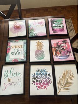 9-Piece Tropical Wall Art Decor Set – Framed Prints
