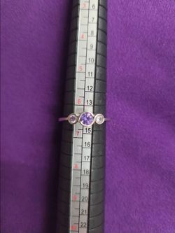 Dainty Purple Three-Stone Sterling Silver Ring