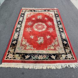 Vintage Chen Chu Handmade Oriental Rug 100% Virgin Wool 8"×5" Tientsin Series