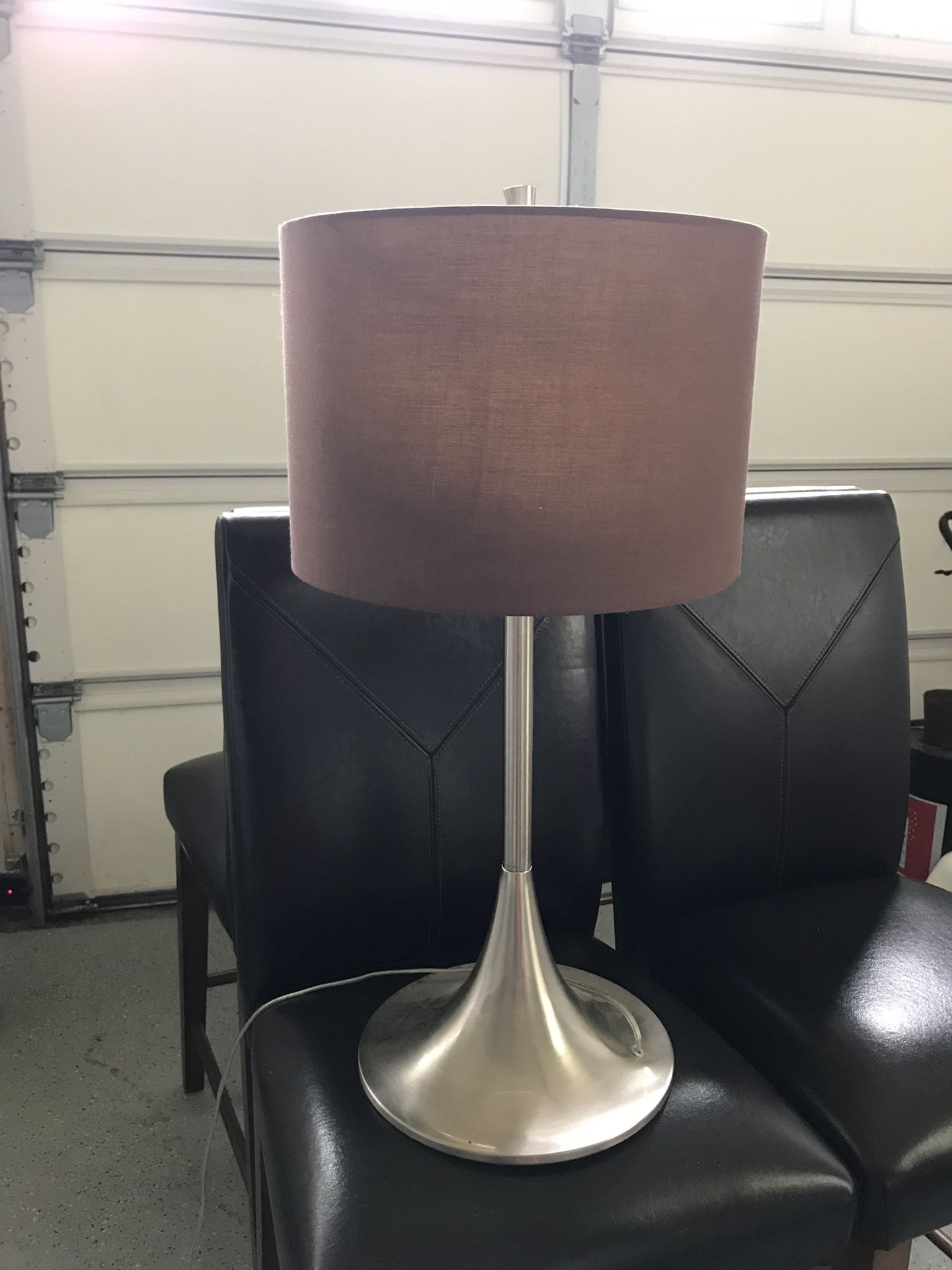 Silver Lamp with Brown Shade