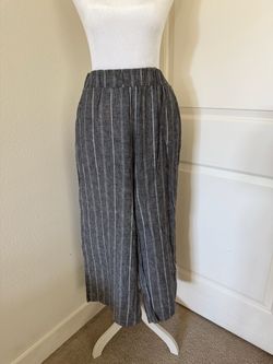 Gray Pinstripe Wide-Leg Pants