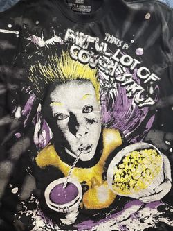 Graphic Print T-Shirt Black Purple Yellow ALOCX ASSALI TEE NEED IT GONE SIZE MEDIUM