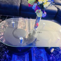 glass Coffee Table with two small chairs