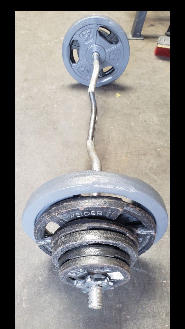 Standard curl bar with weights