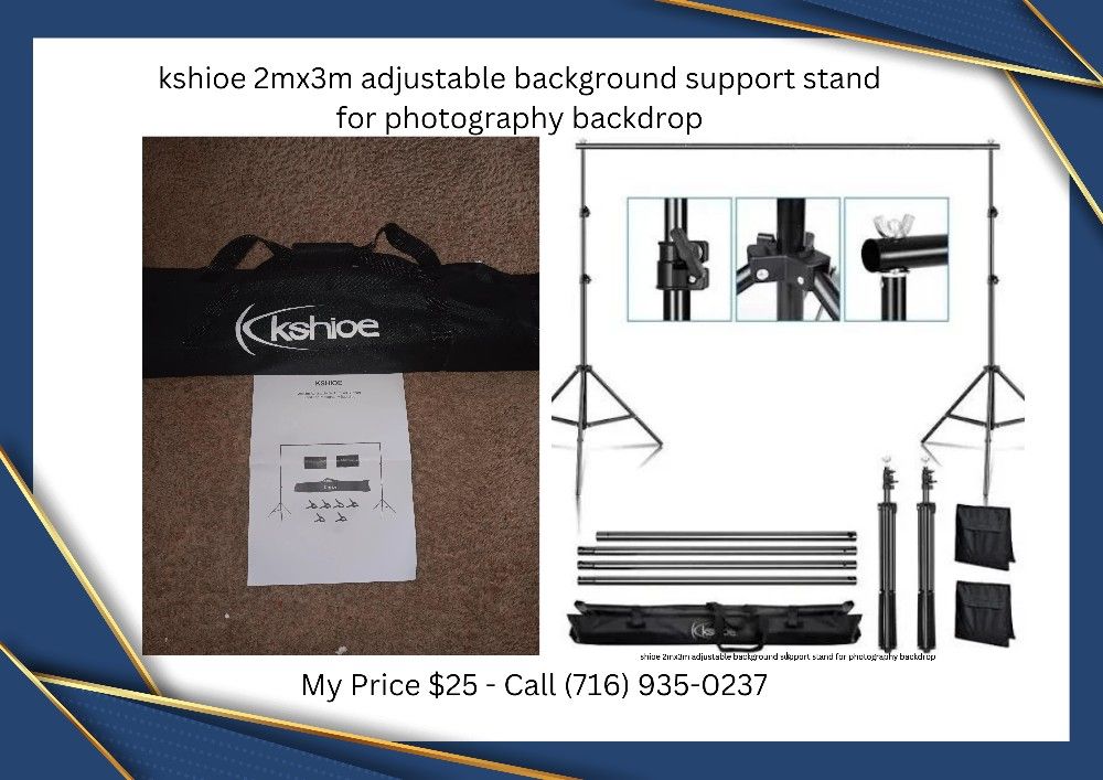Adjustable background support stand for photography backdrop