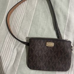 MICHAEL KORS Waist Belt Bag Fanny Gold brown Metallic Signature Logo S/M