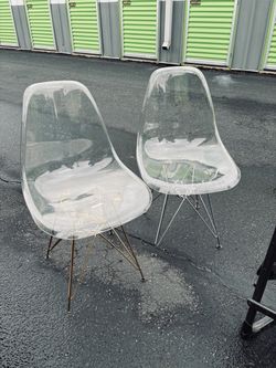 Pair of Clear Acrylic Eiffel Side Chairs