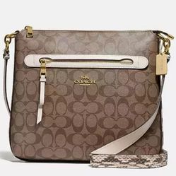 Coach MAE FILE CROSSBODY IN SIGNATURE CANVAS WITH EMBOSSED SNAKESKIN 