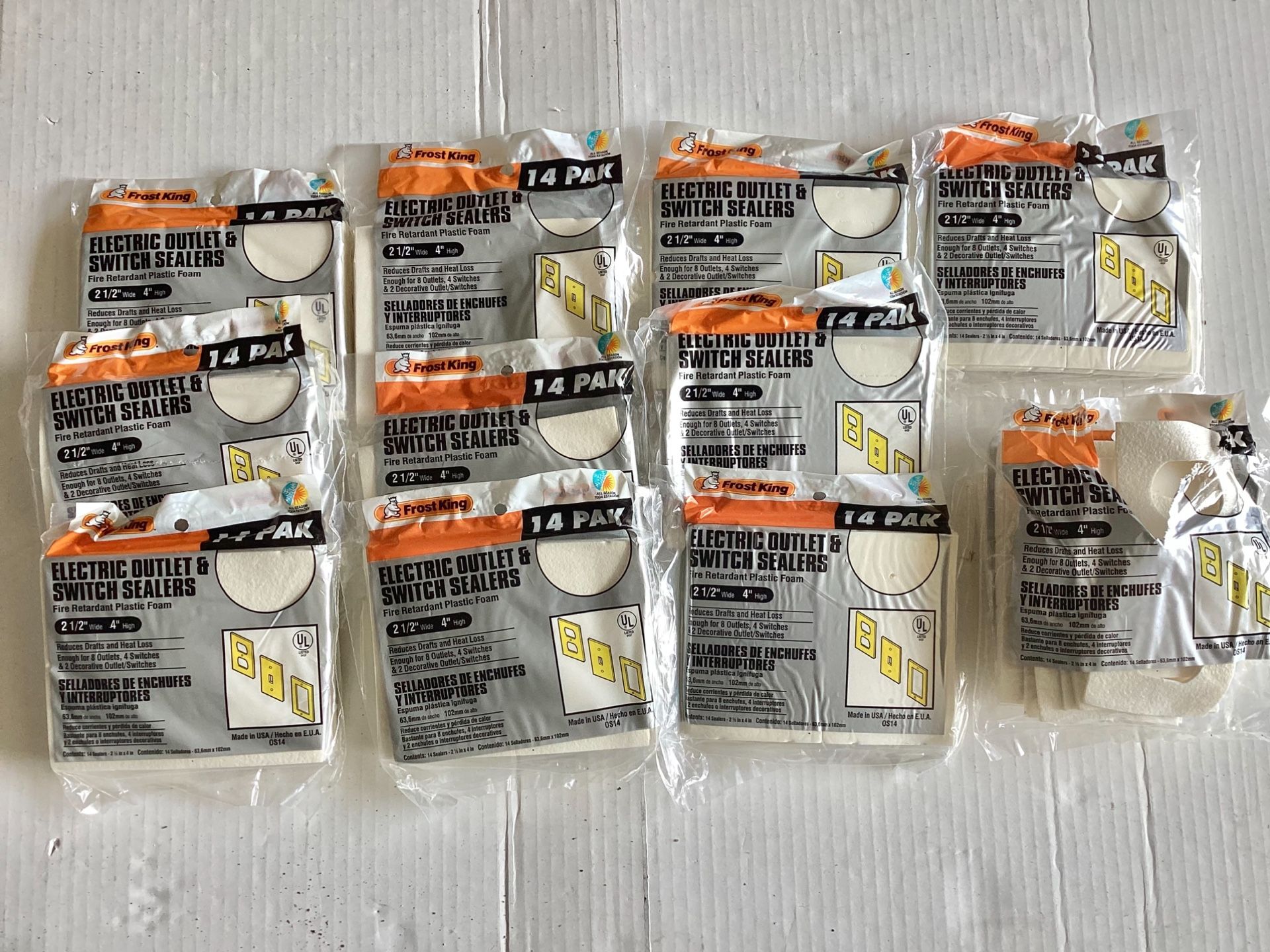NEW 10 Packs Frost King Plastic Foam Electric Outlet / Switch Sealers Fire Retardant