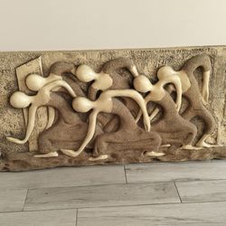 Vintage Mid Century 1978 Wall Sculpture by Finesse Originals, often referred to as "Dancers" or "Sand Dancers". 61 X 27
