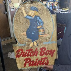 Antique  2 Sided 1954 Dutch Boy Paints Sign