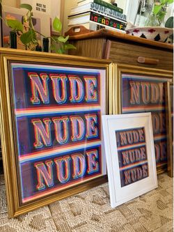 Brand new original art neon sign pink 16x20 and 11x14 framed prints wall art