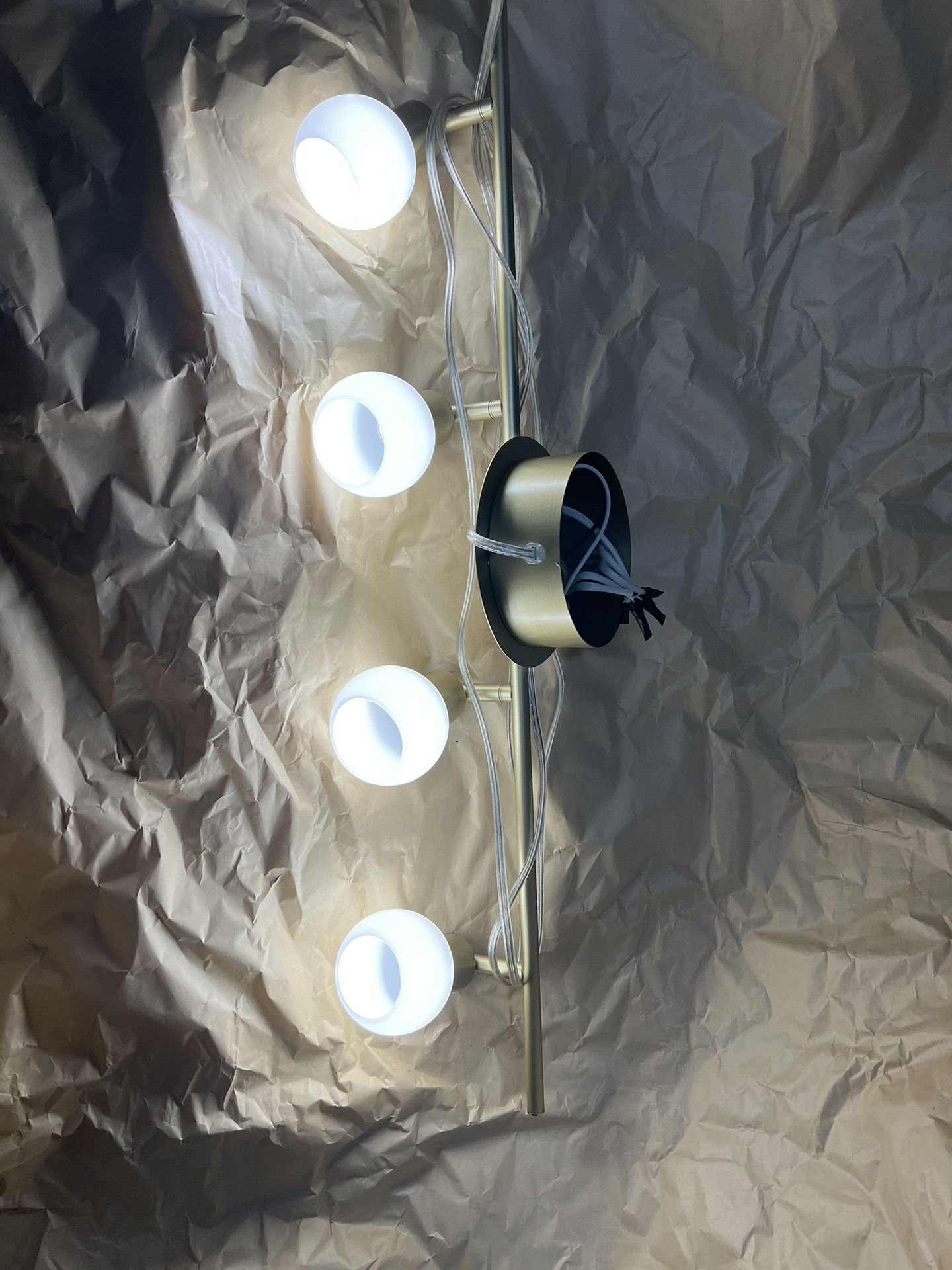 Kit of 4 Ceiling Lighting Fixtures, Plug in, Wired, Adjustable, 31 3/4” Wide