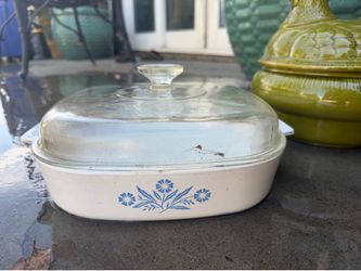 Vintage blue Corningware dish