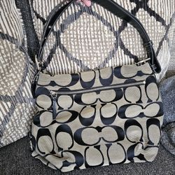 Coach signature hobo bag  Silver with black