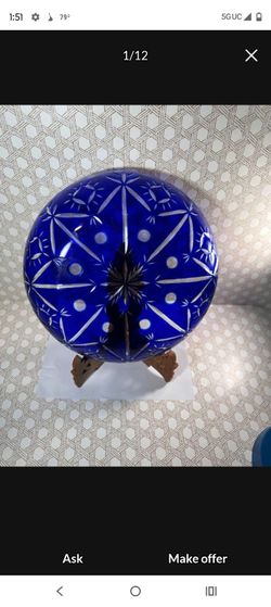 Cobalt Blue Cut Crystal Decorative Ball