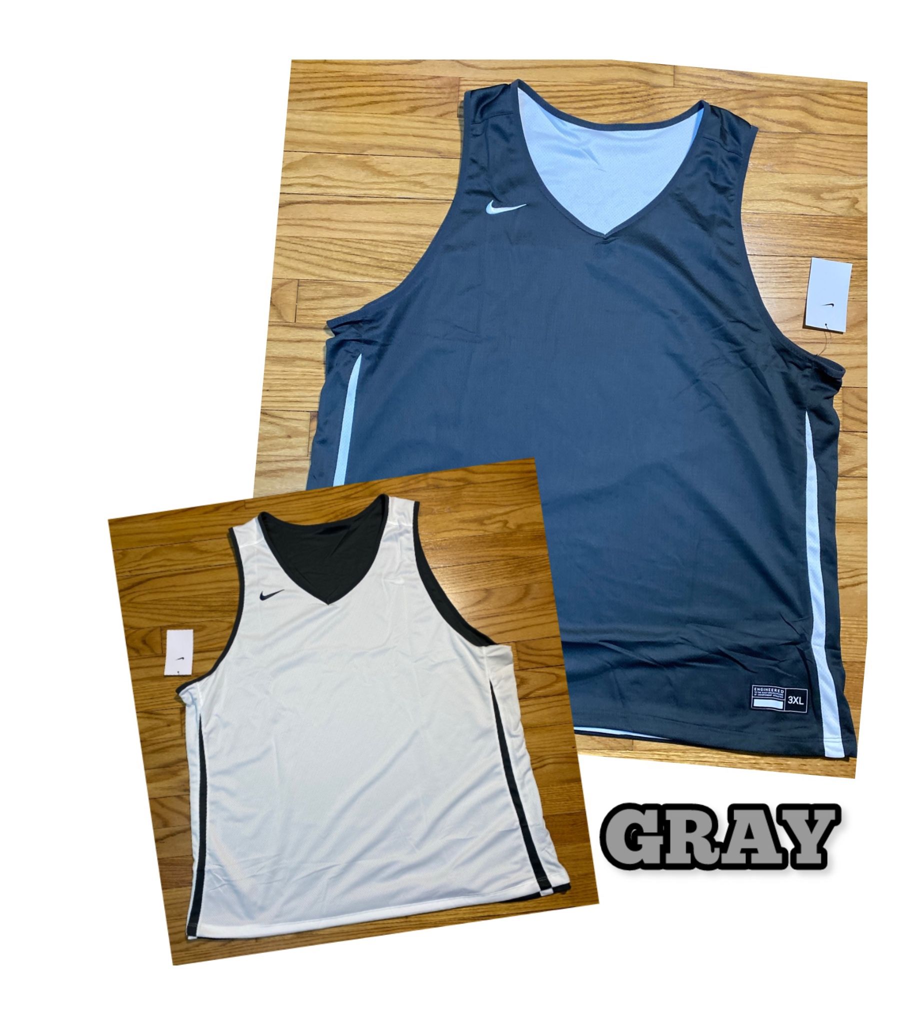 Nike Reversible Basketball jersey GRAY! & white Men’s sz 3XL NEW! Big & Tall
