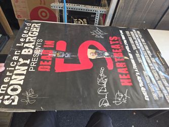 autographed movie poster  independent film Dead in 5 Heartbeats Sonny Barger Hells Angels