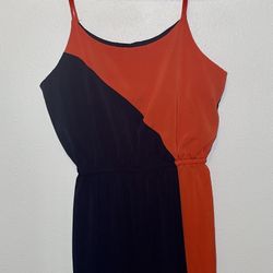 Sweet Storm Asymmetrical Blue and Burnt Orange Maxi Dress