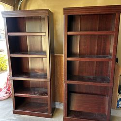 Wood Shelving Bookcases Cherry Color