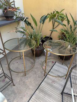 Gold glass side tables