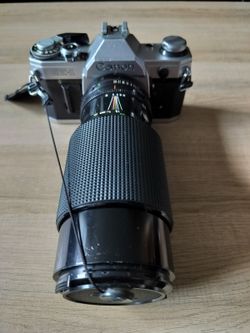 Canon AE-1 SLR Film Camera - Black 70-210mm lens Included Untested