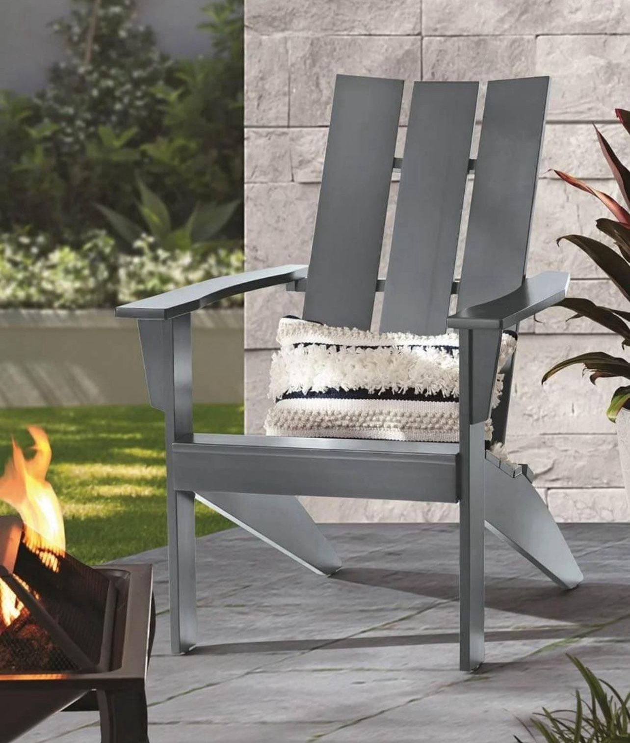 Wood Outdoor Modern Adirondack Chair Grey Color New in Box