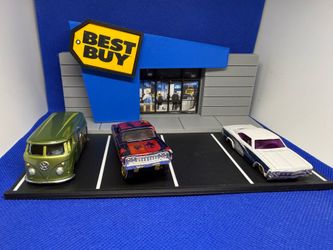 hot wheels 1/64 scale Best Buy diorama with parking (CARS ARE NOT INCLUDED)