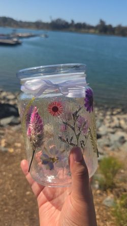 Flower pressed mason jars!