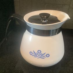 VINTAGE CORNING WARE 2-QT COFFEE TEA POT KETTLE CORNFLOWER BLUE MINT Like New