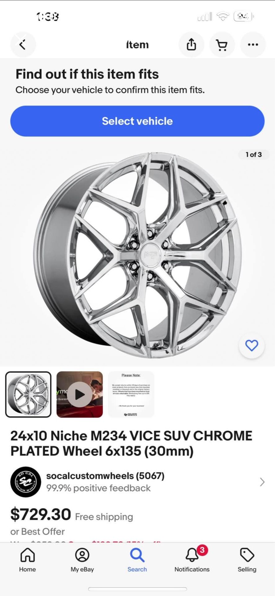 24x10 Niche Vice Chrome 6x135