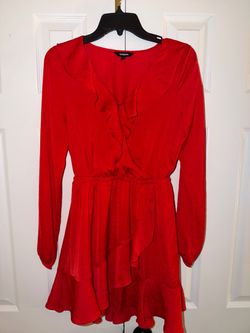 Express Red Ruffle Long Sleeve Mini Dress
