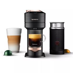 NESPRESSO Vertuo Next Premium Coffee and Espresso Maker by DeLonghi, Black Rose Gold with Aeroccino Milk Frother