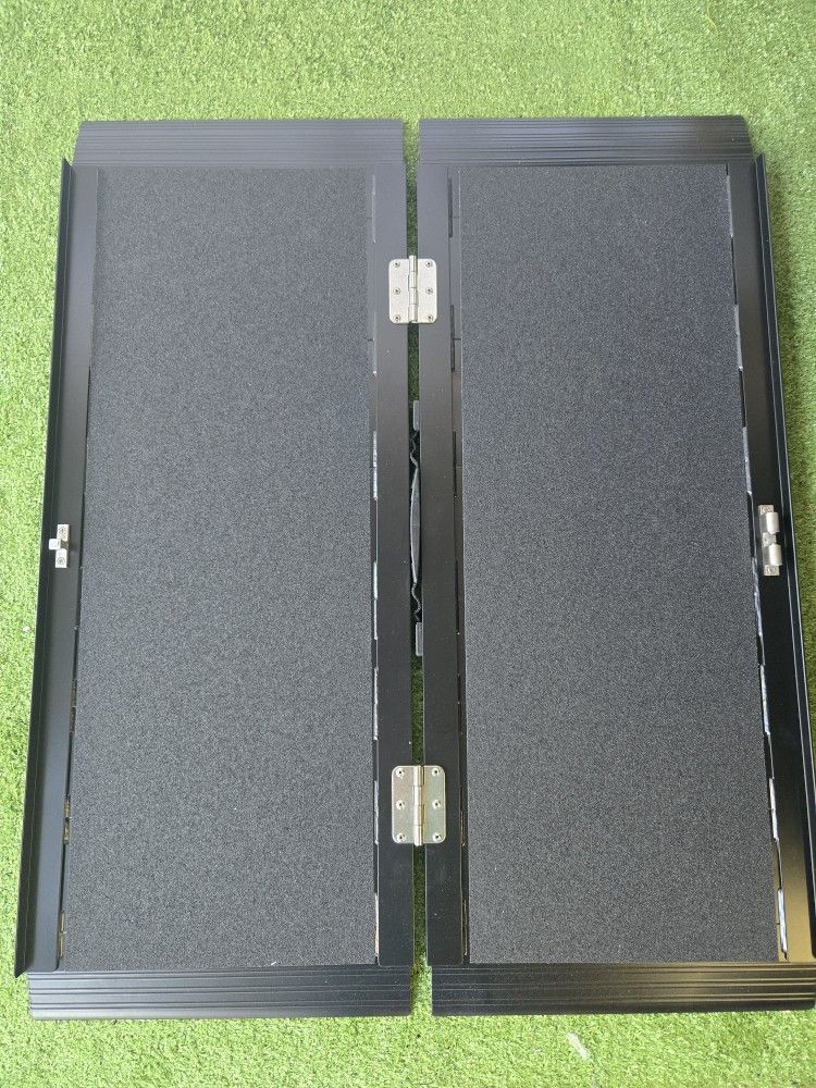 3FT Portable Wheelchair Ramp with Quick-Lock, Black Seamless Non-Slip Aluminum Folding Handicap Ramp,Threshold Ramp for Doorways