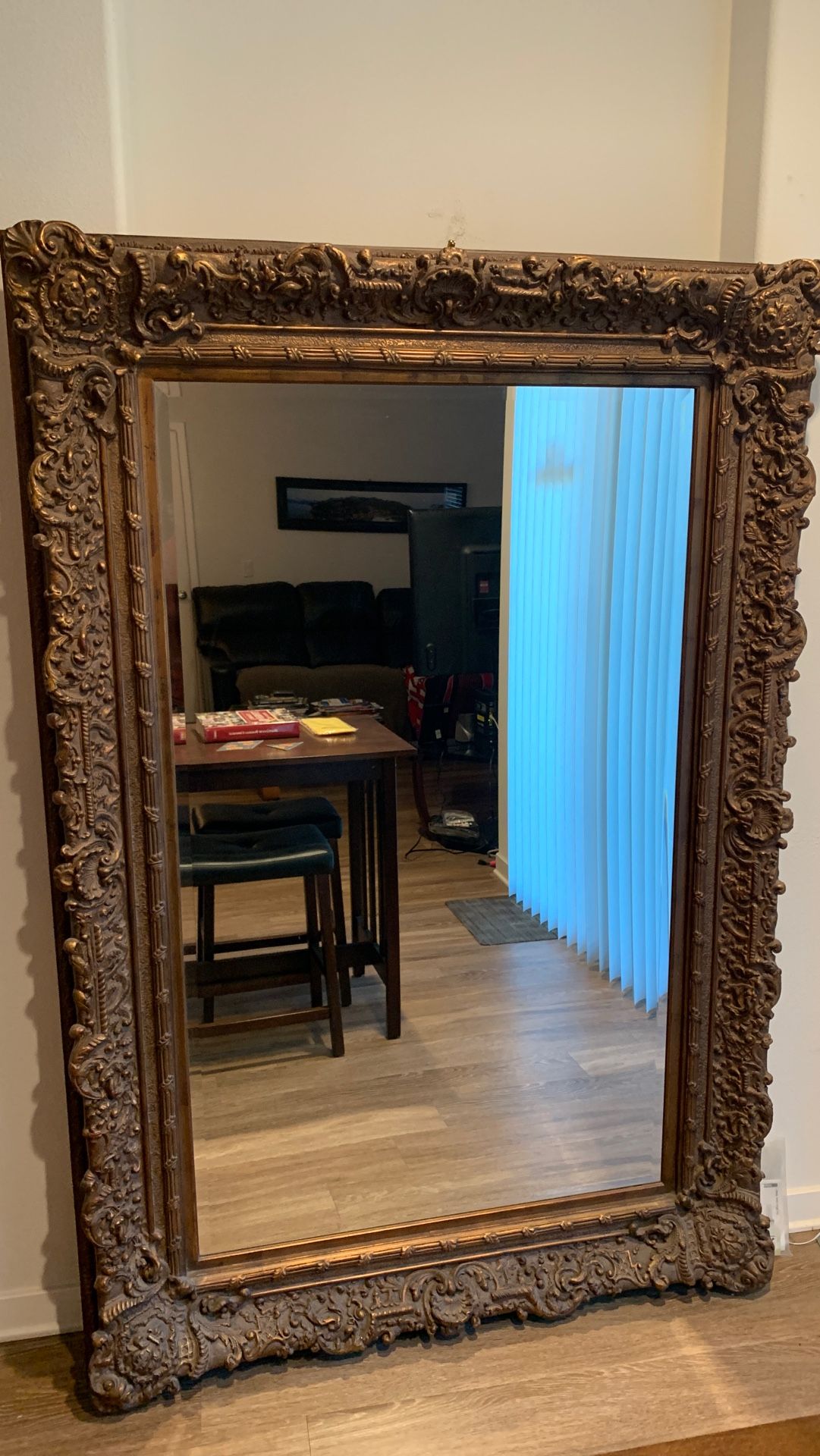 Mirror Large Floor, Full Length , Gold engraved mirror